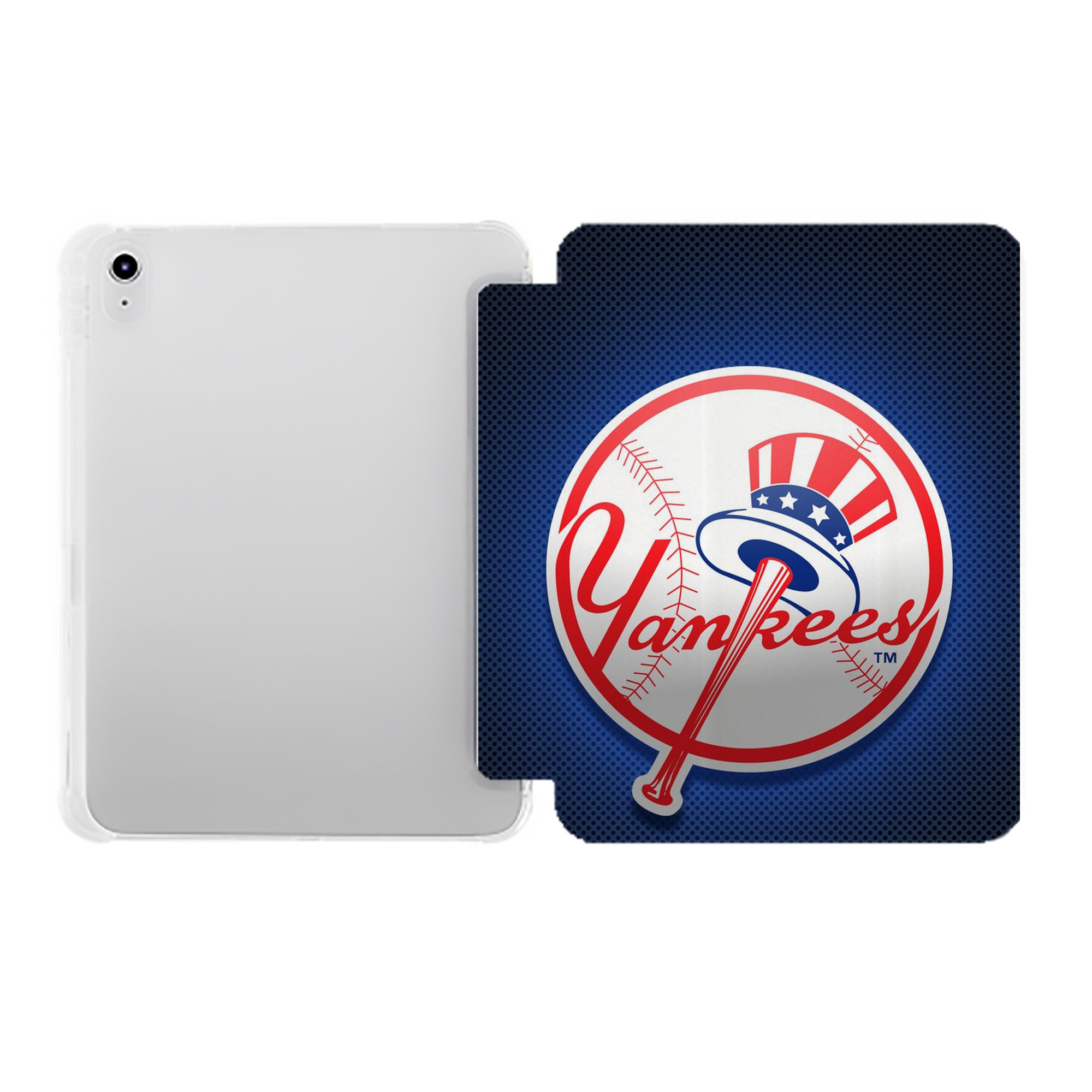 New York Yankees 193 Premium Tri-Fold PU Leather & Silicone IPad Case With Pencil Slot – Fits 9.5,10.5,10.9 – Adjustable Stand, Slim, Protective